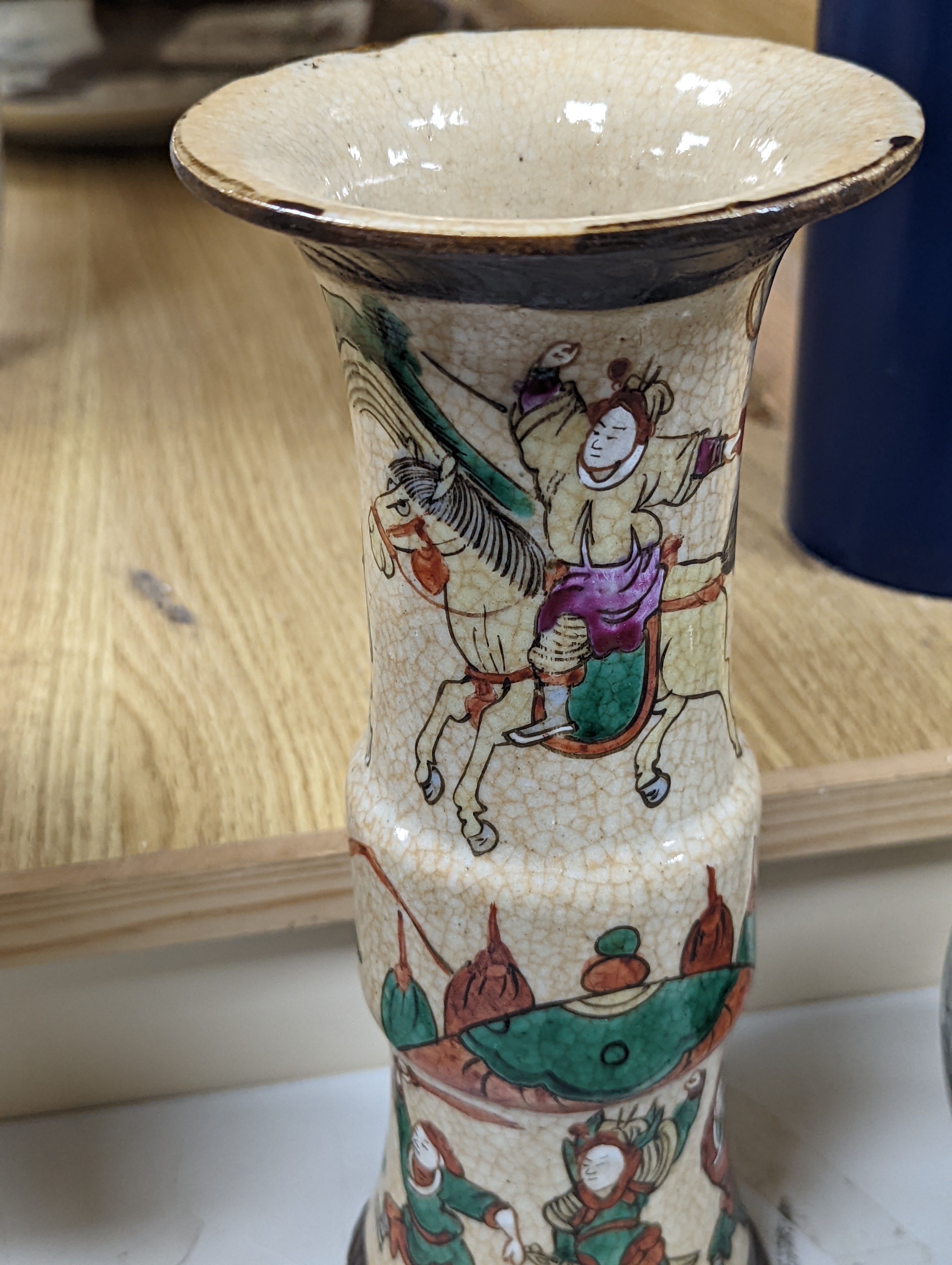A group of 19th/20th century Chinese crackle glaze vases, tallest 30 cms high.